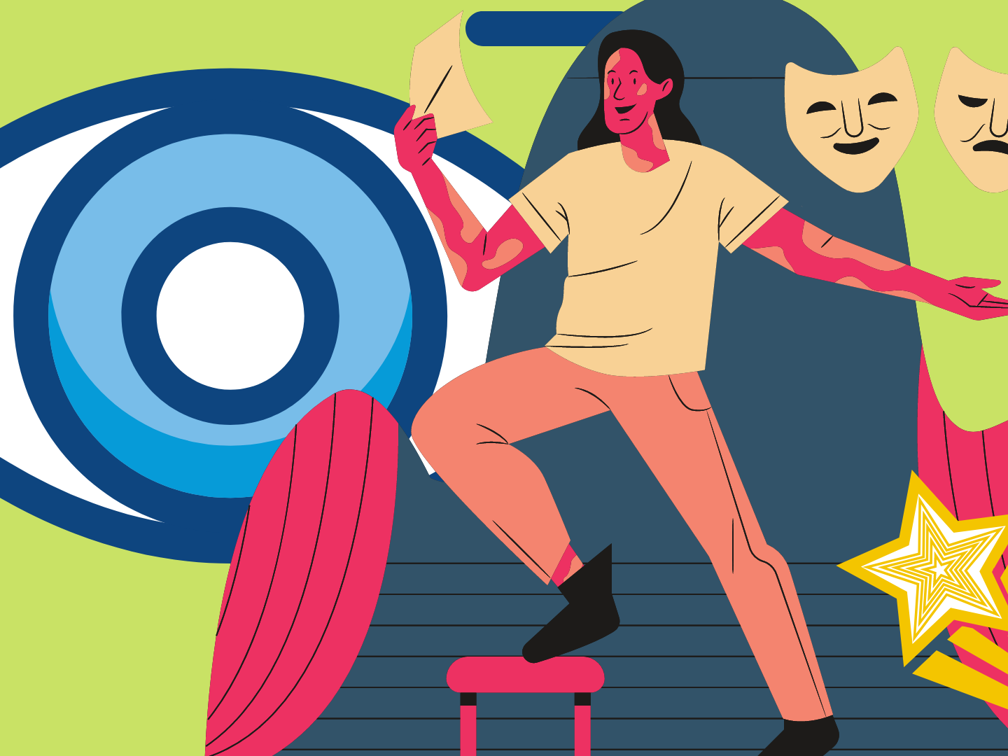 El actor eligiendo máscara.